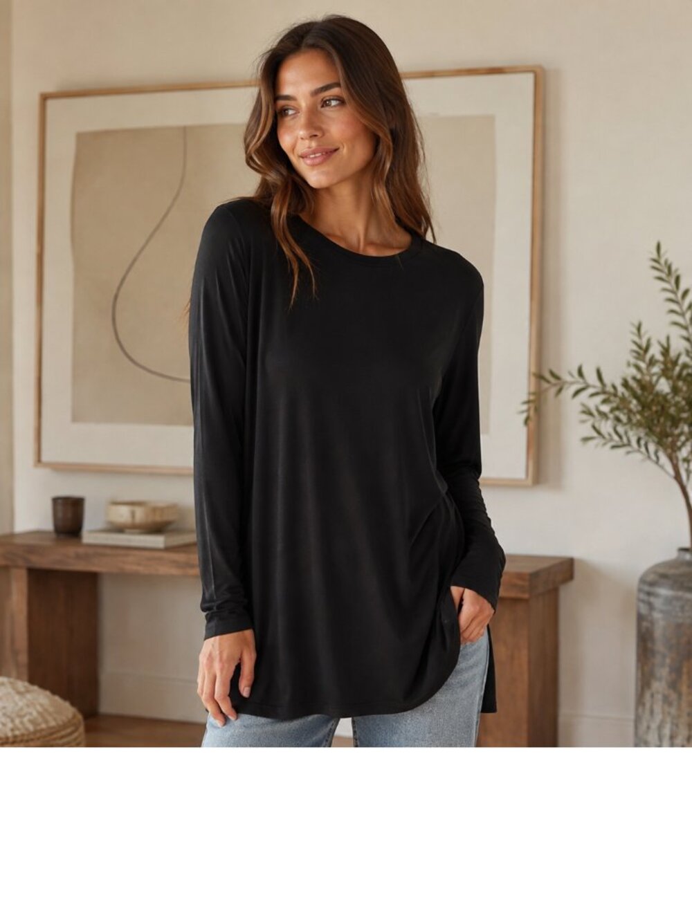 Alice Walk Pima Modal Blend Crewneck Sweatshirt Size Xl Black Super Soft!